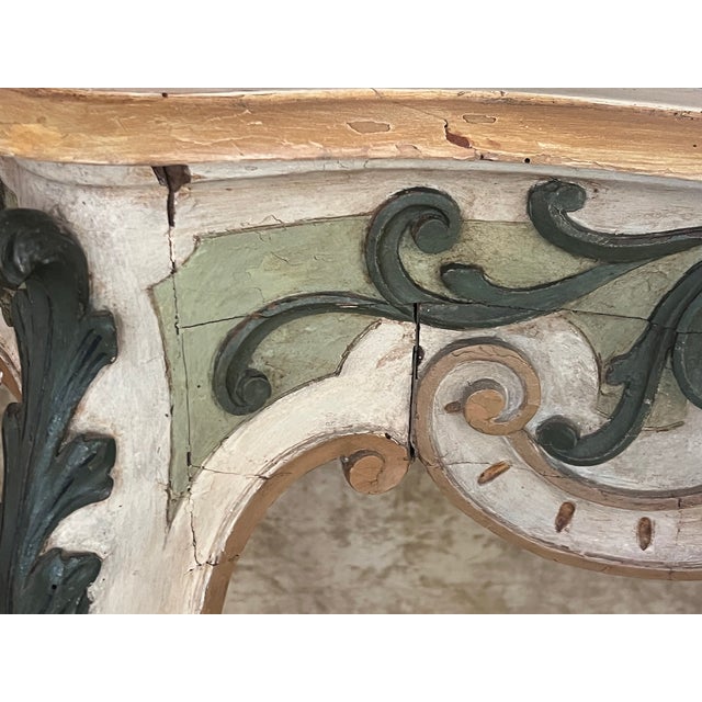 19th Century Rococo Style Italian Console Table Marble Top For Sale - Image 9 of 18