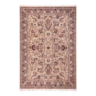 Shabby Chic 1990's Medallion Pak-Persian Ivory/Red Wool Rug - 10'3'' X 13'8'' For Sale