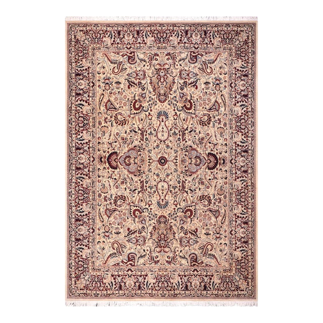 Shabby Chic 1990's Medallion Pak-Persian Ivory/Red Wool Rug - 10'3'' X 13'8'' For Sale