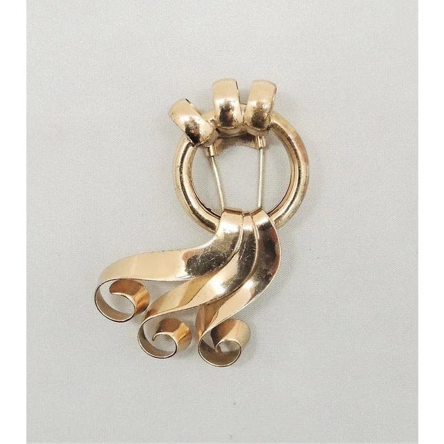 Mid-Century Modern Vintage 1940s Signed Napier Sterling Modernist Fur Clip For Sale - Image 3 of 8