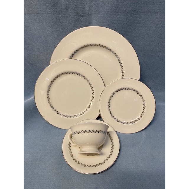 This Lovely Vintage Silver Wreath Cream Color with Silver and Platinum Trim. 5-piece Place Setting. Each piece has been...