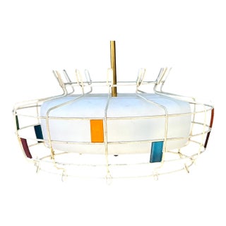 Vintage Mid-Century Modern Wire Pendant Fixture For Sale