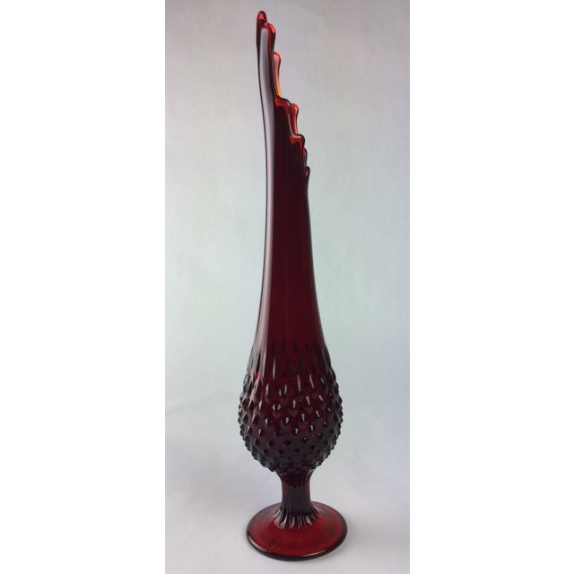 MidCentury Modern Fenton Swung Hobnail Red Glass Vase Chairish