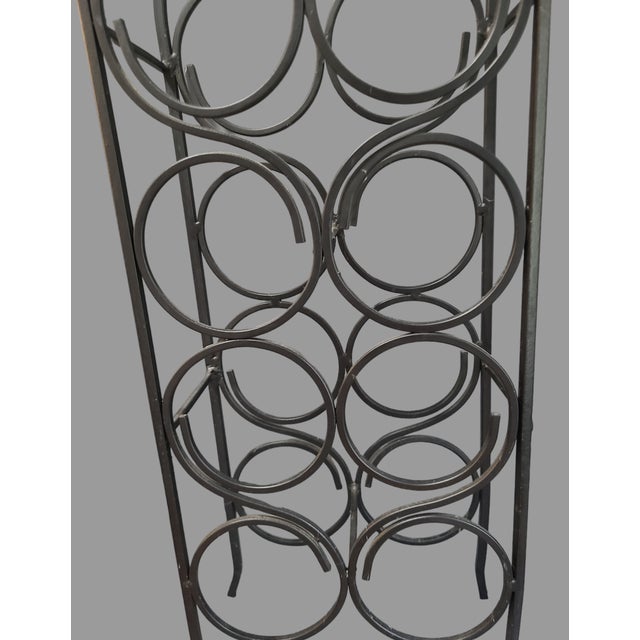 Mid-Century Modern Vintage Wrought Iron Freestanding Countertop Eight Bottle Wine Rack For Sale - Image 3 of 8
