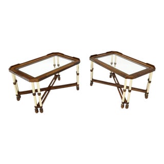 Mid-Century Modern X-Bases Glass Tops End Side Tables - a Pair For Sale