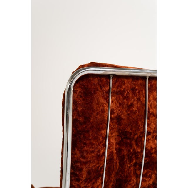 Maroon Swedish Swivel Armchair in Velvet and Steel, 1970s For Sale - Image 8 of 11