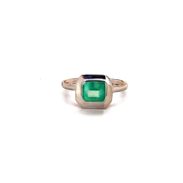 Natural Solitaire Colombian Emerald Ring 6.5 14k W Gold 1.35 Cts Certified For Sale - Image 4 of 11
