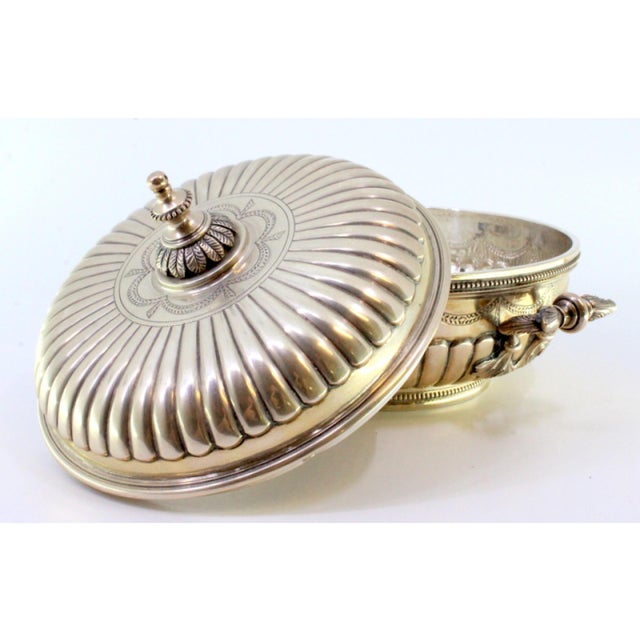 Metal Gummed Silver Candy Box with Engravings For Sale - Image 7 of 11