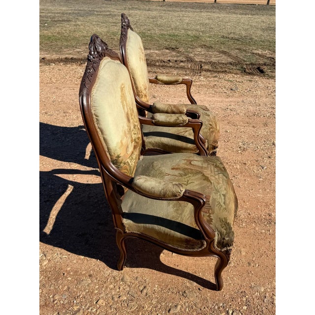 Large 18th Century French Louis XV Solid Walnut Bergere or Armchair- A Pair For Sale - Image 12 of 12