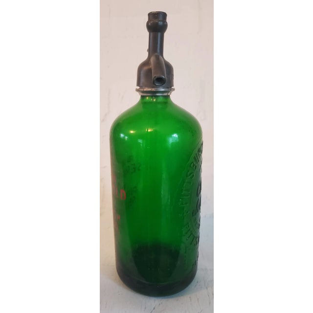 Green Antique Late 19th Century Pittsburg Seltzer Co. Club Selzer Pittsburg Pa. Soda Water Seltzer Water Bottle Green For Sale - Image 8 of 12