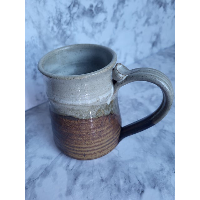 Abstract 1990s Studio Art Handmade Pottery Coffee Tea Mug Cup For Sale - Image 3 of 10