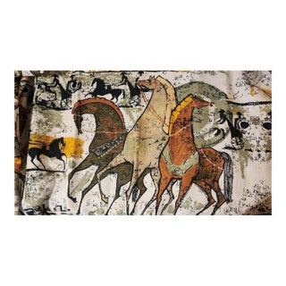 Tibor Reich "Etruscan Horses" Vintage Curtain Panels — Set of 4 (Fully Lined, Sewn, Ready to Hang) For Sale