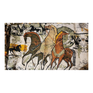 Tibor Reich "Etruscan Horses" Vintage Curtain Panels — Set of 4 (Fully Lined, Sewn, Ready to Hang)