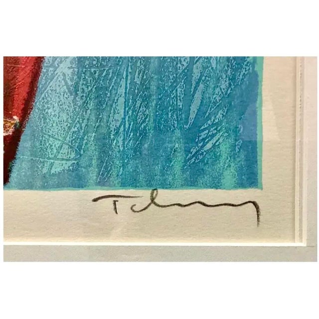 Printmaking Materials Itzchak Tarkay "Cafe Jarden" Serigraph For Sale - Image 7 of 10