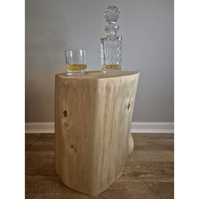 Hand-Carved Solid Yew Wood Side Table, Scotland For Sale - Image 4 of 6