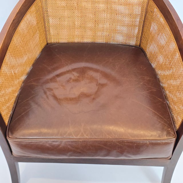 Crate & Barrel "Blake" Leather Chairs and Ottoman For Sale - Image 11 of 11