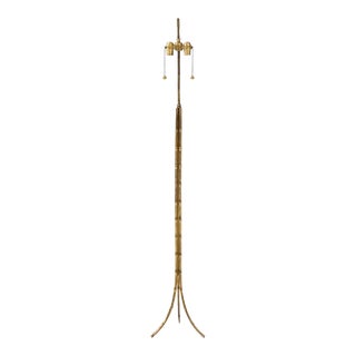 1960s Maison Bagués Style Faux Bamboo Solid Brass Tripod Floor Lamp For Sale