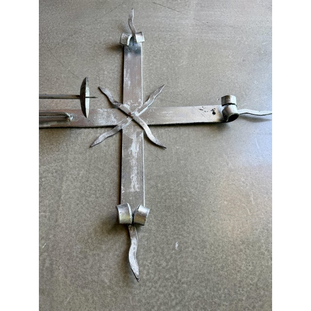 Vintage Hand-Forged Wrought Iron Mission Cross Candle Sconce Spanish Colonial Wall Art Jan Barboglio Attr. For Sale In Las Vegas - Image 6 of 9