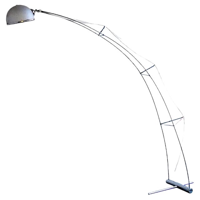 Arc Floor Lamp in Steel and Aluminium, 1970s For Sale