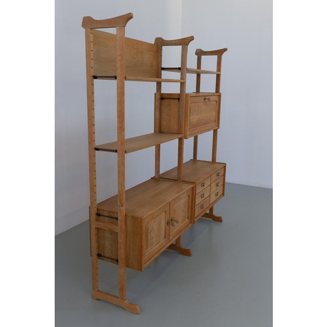 Danish Freestanding Oak Bookcase by Henning Kjærnulf for Nyrup Møbler, 1960s. Danish Mid-Century Modern 2 bay modular...
