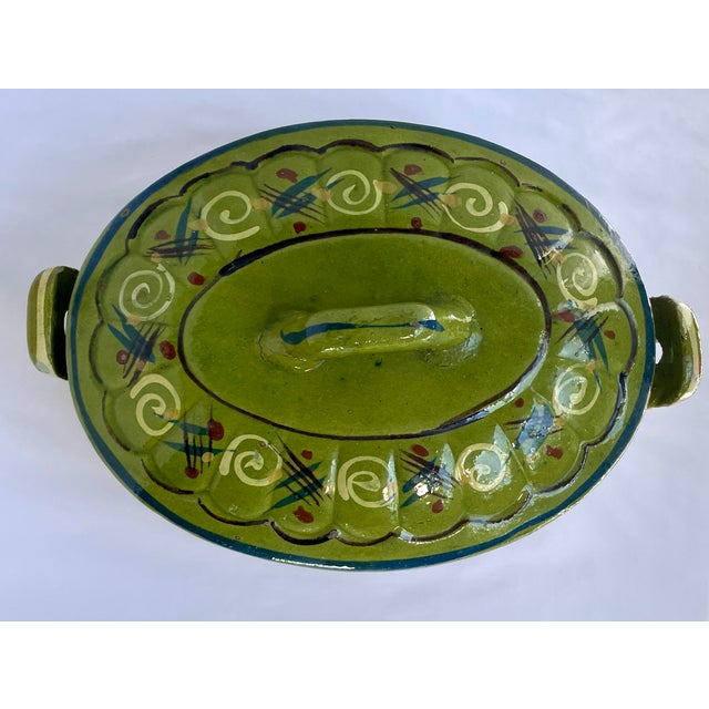 Mexican 1940s Handmade Mexican Green Lidded Casserole - For Sale - Image 3 of 10
