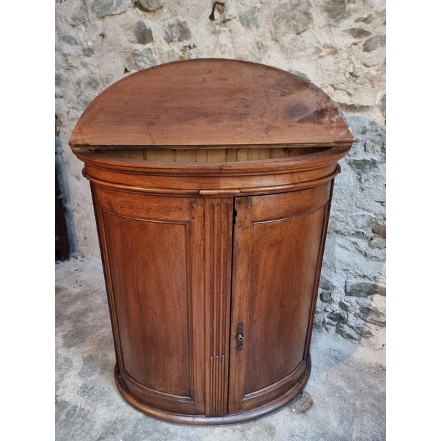 Antique French Château Walnut Demi-Lune Cabinet, Late 18th Century For Sale - Image 6 of 18