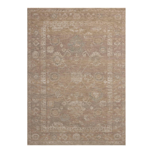 Chris Loves Julia x Loloi Louisa Taupe / Gold 7'-10" x 7'-10" Round Area Rug For Sale