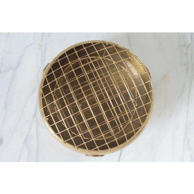 Metal Vintage Footed Brass Flower Frog For Sale - Image 7 of 7