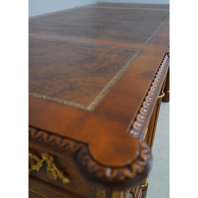 Francesco Molon Leather Top Walnut Executive Desk For Sale - Image 12 of 18