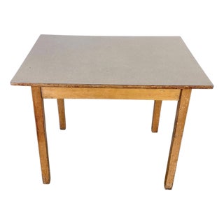 Mid-Century Dining Table with Taupe Formica Top and Wooden Legs For Sale
