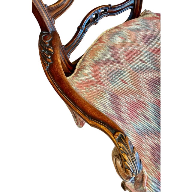 Wood 1940s Vintage Hand Carved Mahogany Lounge Chair For Sale - Image 7 of 10