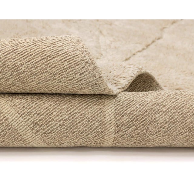Oversize Asymmetrical Diamond Hand-Knotted Wool Rug | 12'9" X 10'5" | One of a Kind For Sale - Image 6 of 8