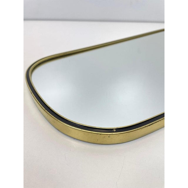 Mid-Century Asymmetric German Brass Kidney Wall Mirror, 1960s For Sale - Image 6 of 10