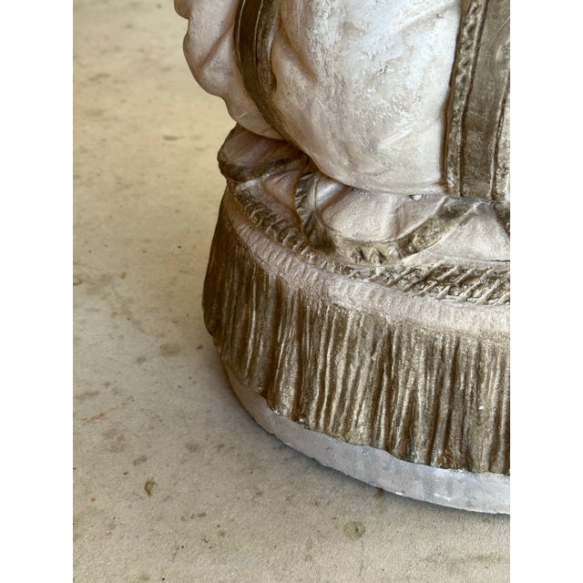 Vintage Regency Tufted Tassel Plaster Stool Side Table For Sale - Image 9 of 10