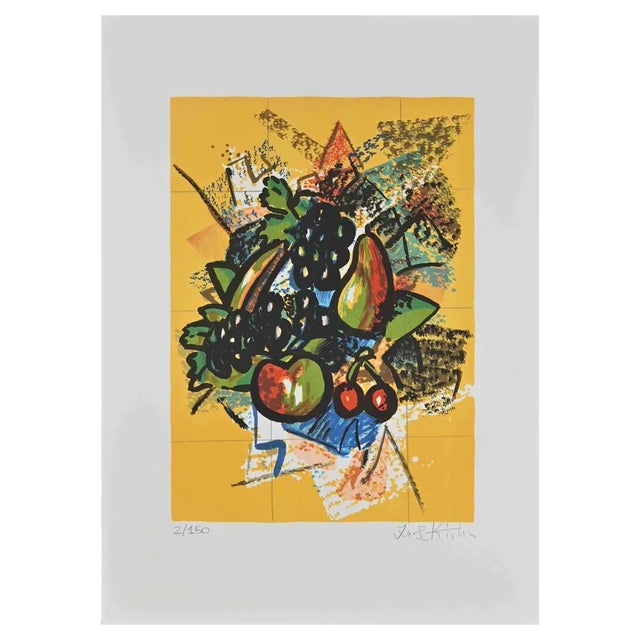 Ibrahim Kodra, Still Life, Lithograph, 1970s For Sale