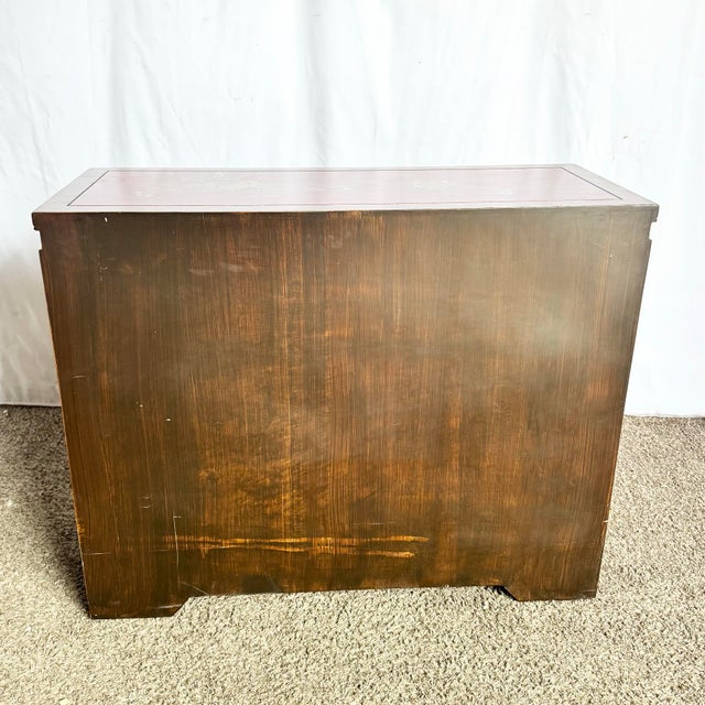 Vintage Chinese Hand Painted Red Side Board For Sale - Image 4 of 5