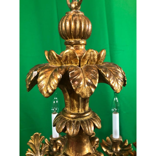 Vintage Italian Hand Carved Eight Light Chandelier For Sale - Image 11 of 13