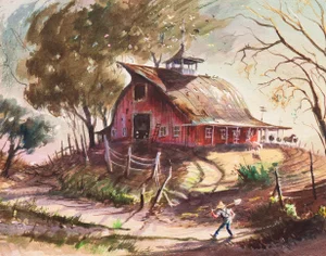 'Early Snow on a Dutch Barn Roof' by LaVere Hutchings