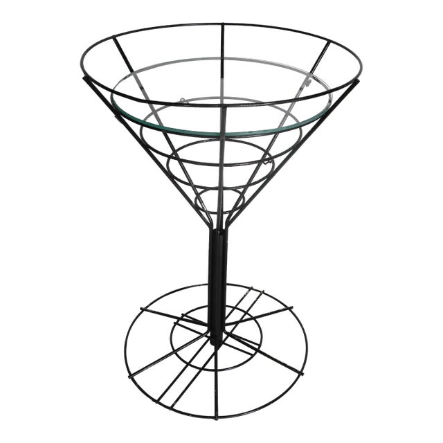 Mid Century Wrought Iron Martini Glass Table For Sale