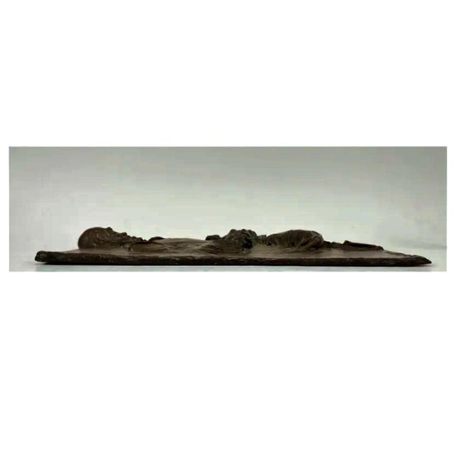 Metal German Expressionist Bronze Relief Plaque Mans Best Friend, a Man and His Dog, 1985 For Sale - Image 7 of 14