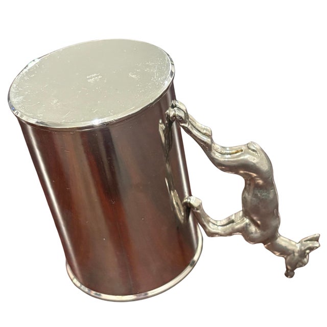 Metal Vintage Gucci Italy Silver-Tone Deer Handle Mugs - Pair For Sale - Image 7 of 10
