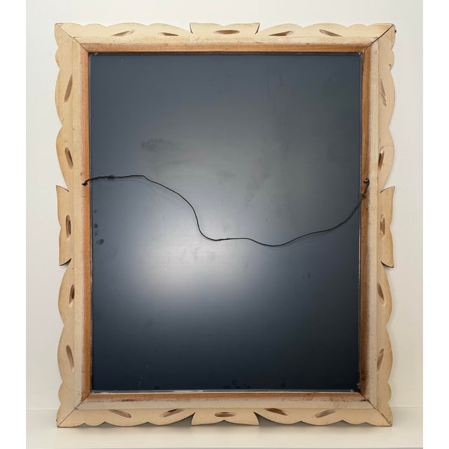 Mid-Century Vintage Scandinavian Solid Wood Cream & Gold Wall Mirror For Sale - Image 12 of 12