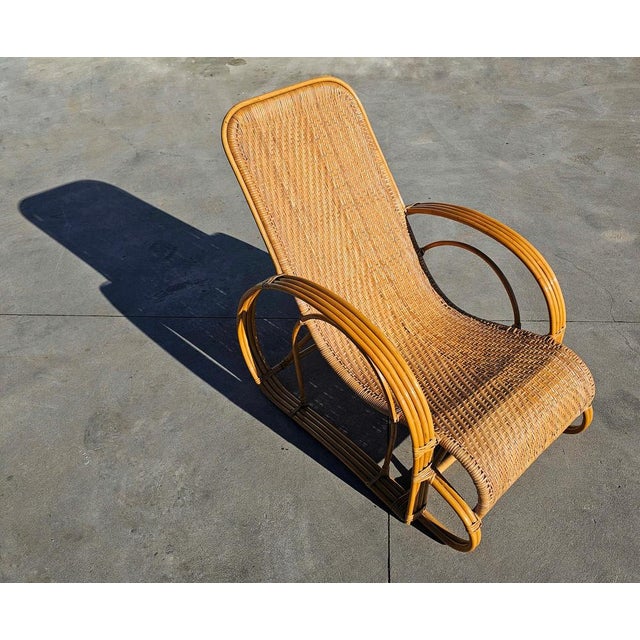 Wood Set of Mid-Century Modern Bamboo and Rattan Loungers, Italy, 1960s For Sale - Image 7 of 16