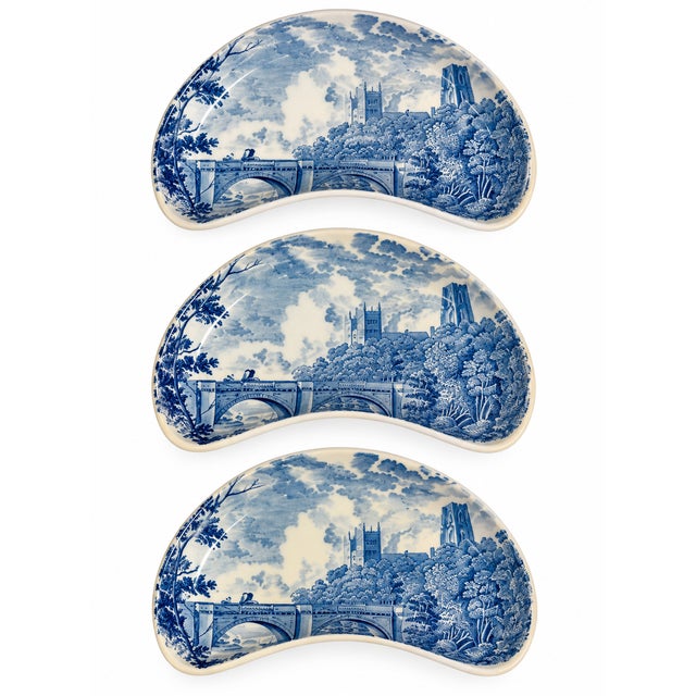 Royal Blue Victorian Style Royal Worcester Blue & White Transferware Pottery Bone Plates S/9 For Sale - Image 8 of 8