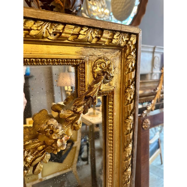Metal Large Ornate French Overmantel Gold Gilt Mirror, 1820 For Sale - Image 7 of 13