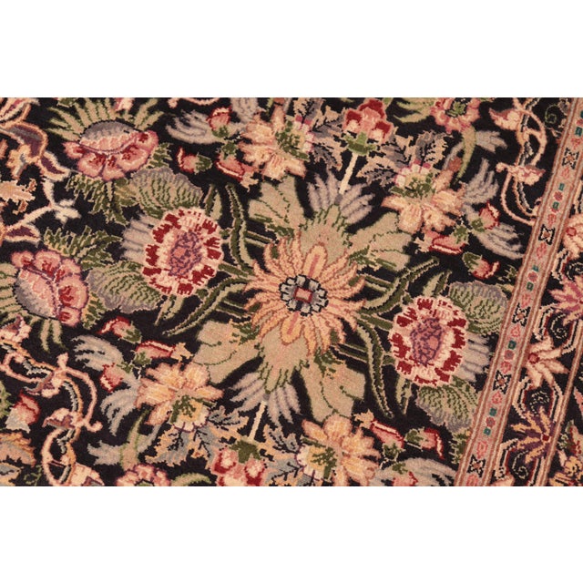 Intricate Floral Pak-Persian Black/Red Wool Rug - 6'1'' X 9'4'' For Sale - Image 4 of 9