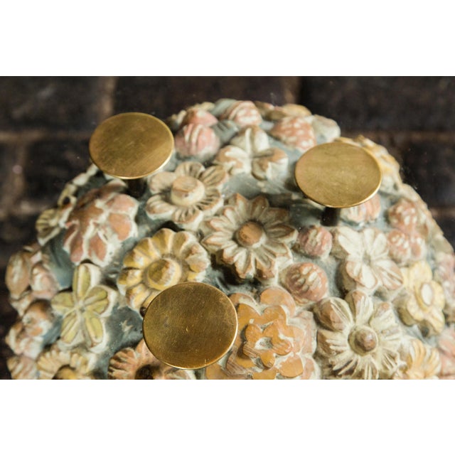 Spanish Hand Carved Wood Floral Ball Table by Sarreid Ltd For Sale - Image 3 of 11