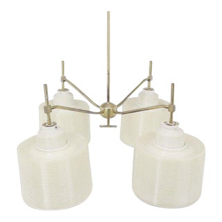 4 White Acrylic Shade Mid Century Modern Adjustable Light Fixture Chandelier For Sale