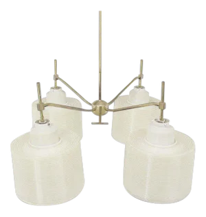 4 White Acrylic Shade Mid Century Modern Adjustable Light Fixture Chandelier