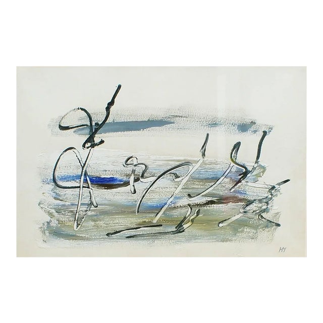 Untitled - Original Oil Paint and Mixed Media by Henry Michaux - 1969 1969 For Sale